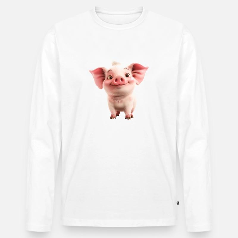 Kleines süßes Ferkel - Männer Premium Bio Langarmshirt - Weiß