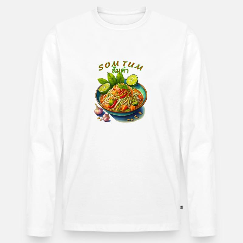 Som Tum - Männer Premium Bio Langarmshirt - Weiß
