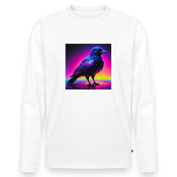 crow/raven art - Men's Premium Organic Long Sleeve Shirt - white - Front - Nico (187cm)