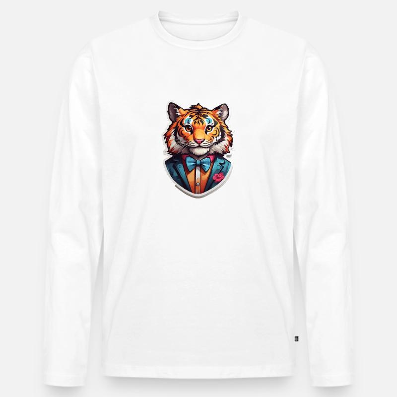 Lustiges Comic Tiger - Männer Premium Bio Langarmshirt - Weiß