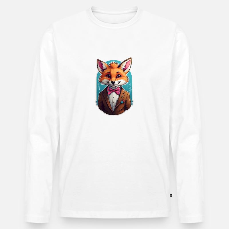 Lustiges Comic Fuchs - Männer Premium Bio Langarmshirt - Weiß