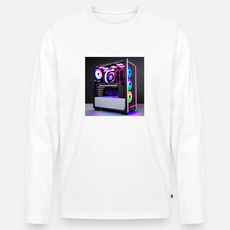 RGB Gaming PC - Männer Premium Bio Langarmshirt - Weiß