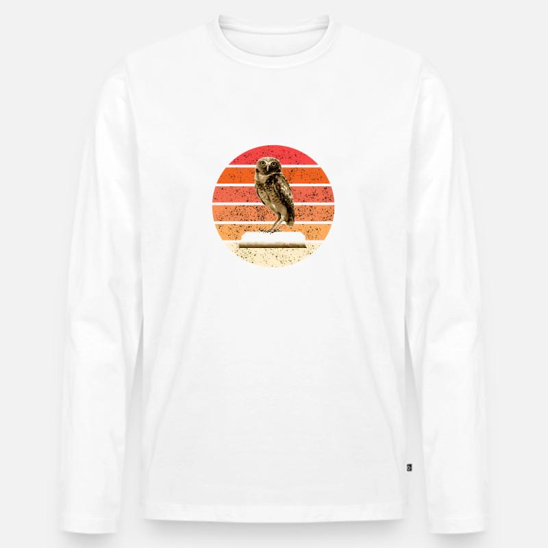 Die Eule - Männer Premium Bio Langarmshirt - Weiß