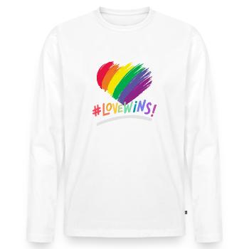 Love wins - Men's Premium Organic Long Sleeve Shirt - white - Front - Nico (187cm)