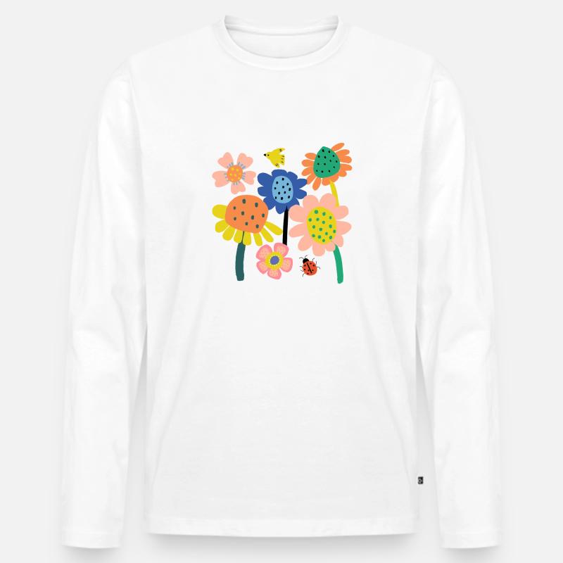 Bunter Blumen Garten - Männer Premium Bio Langarmshirt - Weiß
