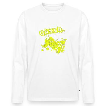 Gamer Game Play Online Computer Gaming Arcade Neon - Men's Premium Organic Long Sleeve Shirt - white - Front - Nico (187cm)