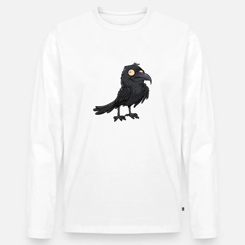 Mystischer Schwarzer Rabe Blickfang - Männer Premium Bio Langarmshirt - Weiß
