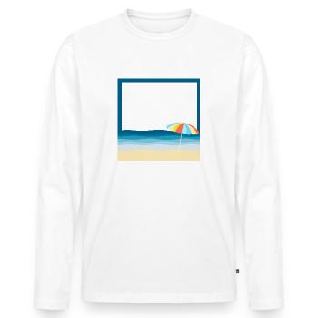 Plage d'été avec un parasol - T-shirt manches longues Premium bio Homme - blanc - Devant - Nico (187cm)