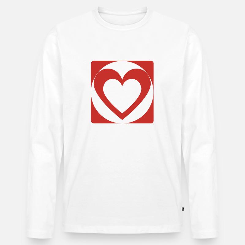 Rotes Herz - Männer Premium Bio Langarmshirt - Weiß