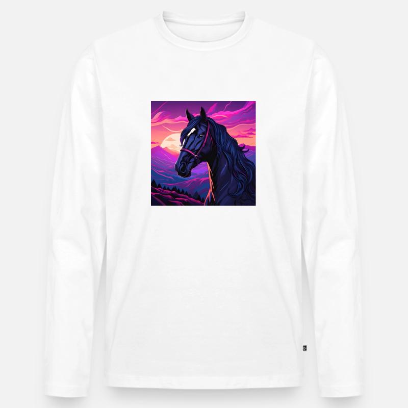 Pferdekunst - Männer Premium Bio Langarmshirt - Weiß