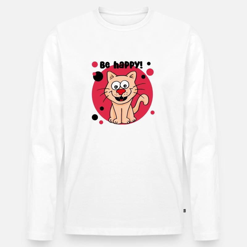 Be happy! - Männer Premium Bio Langarmshirt - Weiß