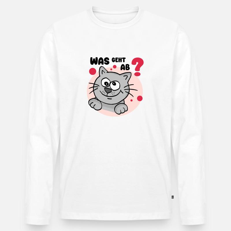 Was geht ab? - Männer Premium Bio Langarmshirt - Weiß