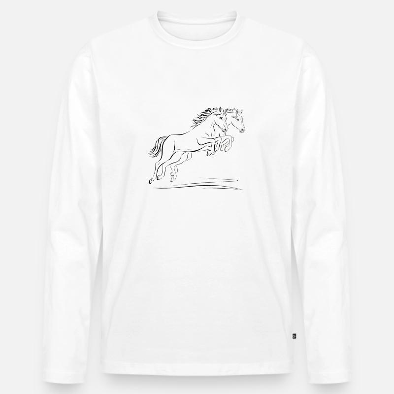 Zwei Pferde - Männer Premium Bio Langarmshirt - Weiß