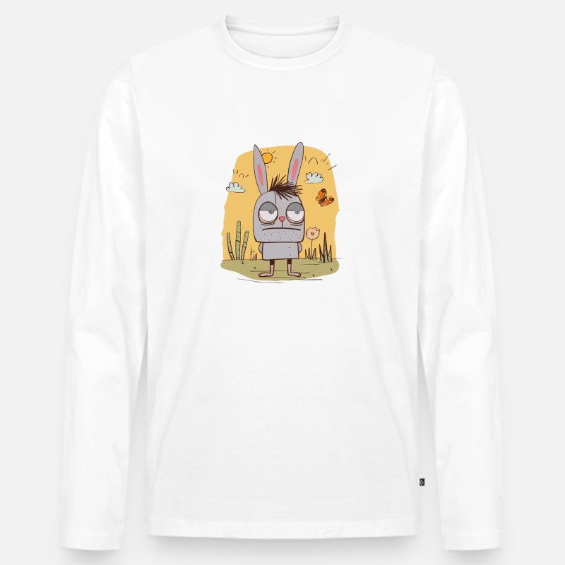 Schlechte Laune Hase | © M2-D2 - Männer Premium Bio Langarmshirt - Weiß