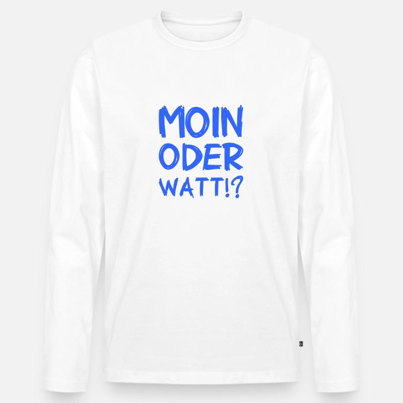 Moin oder Watt? - Männer Premium Bio Langarmshirt - Weiß