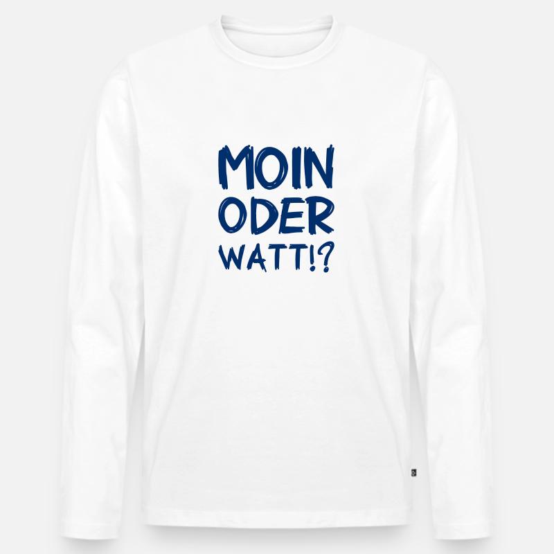 Moin oder Watt? - Männer Premium Bio Langarmshirt - Weiß