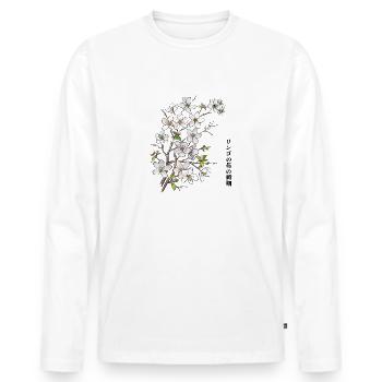 Fleurs de pommier - T-shirt manches longues Premium bio Homme - blanc - Devant - Nico (187cm)