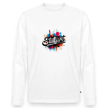 Stuttgart Lettering Slogan - Men's Premium Organic Long Sleeve Shirt - white - Front - Nico (187cm)