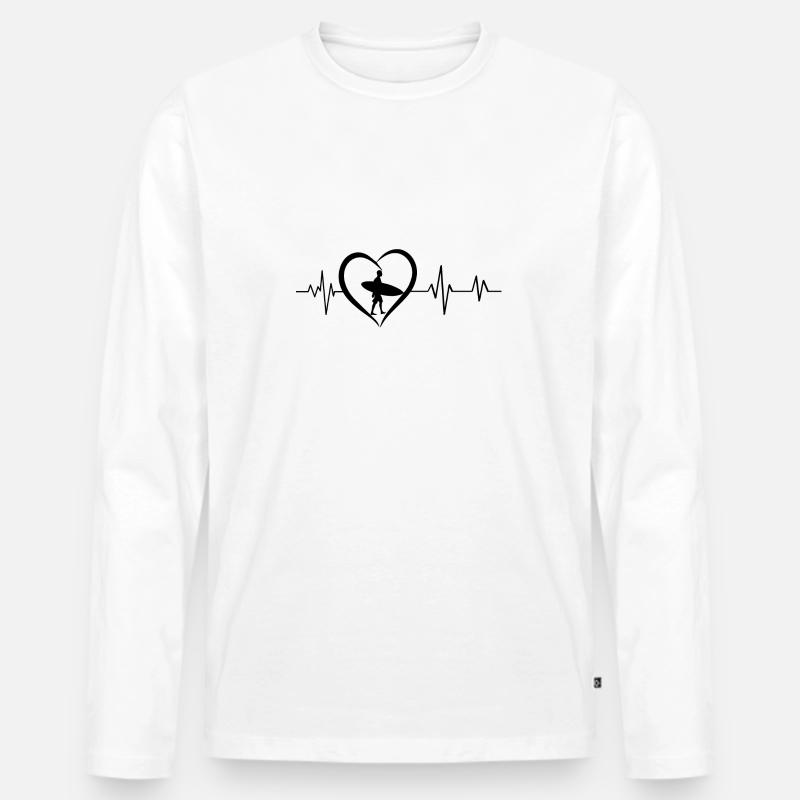 Surf-Herzschlag - Männer Premium Bio Langarmshirt - Weiß
