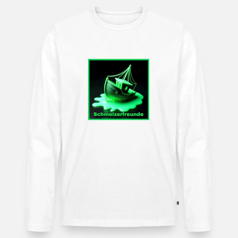 3D Drucker - Schmelzerfreunde - Männer Premium Bio Langarmshirt - Weiß