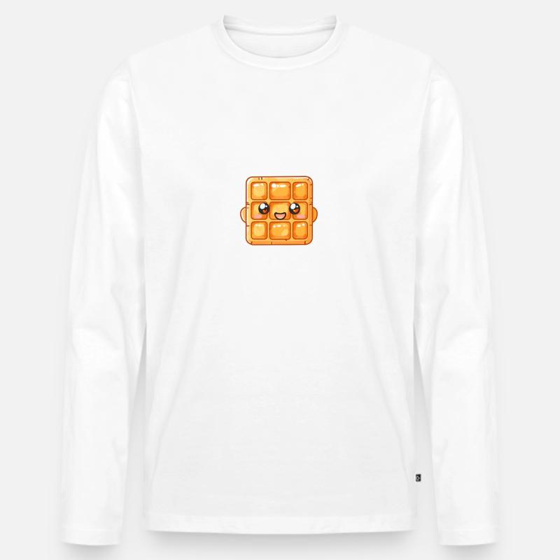 Cartoon Waffeleisen - Männer Premium Bio Langarmshirt - Weiß