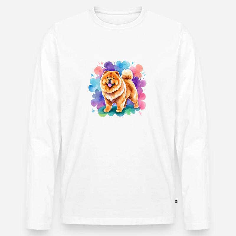 Chow Chow Wasserfarben - Männer Premium Bio Langarmshirt - Weiß