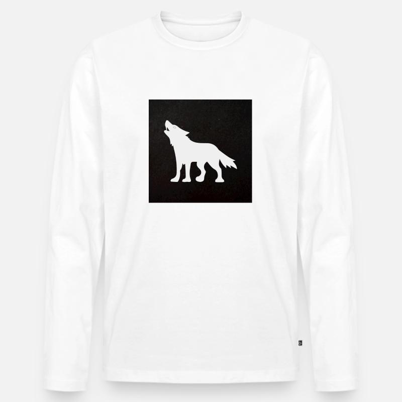 Wolf - Männer Premium Bio Langarmshirt - Weiß