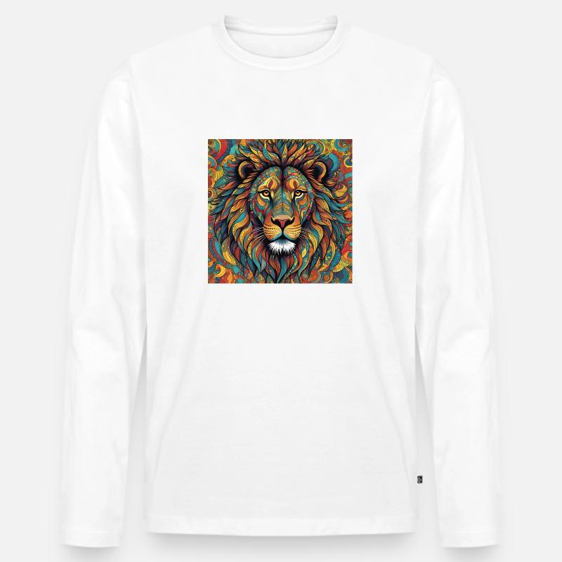 Löwe farbig - Männer Premium Bio Langarmshirt - Weiß