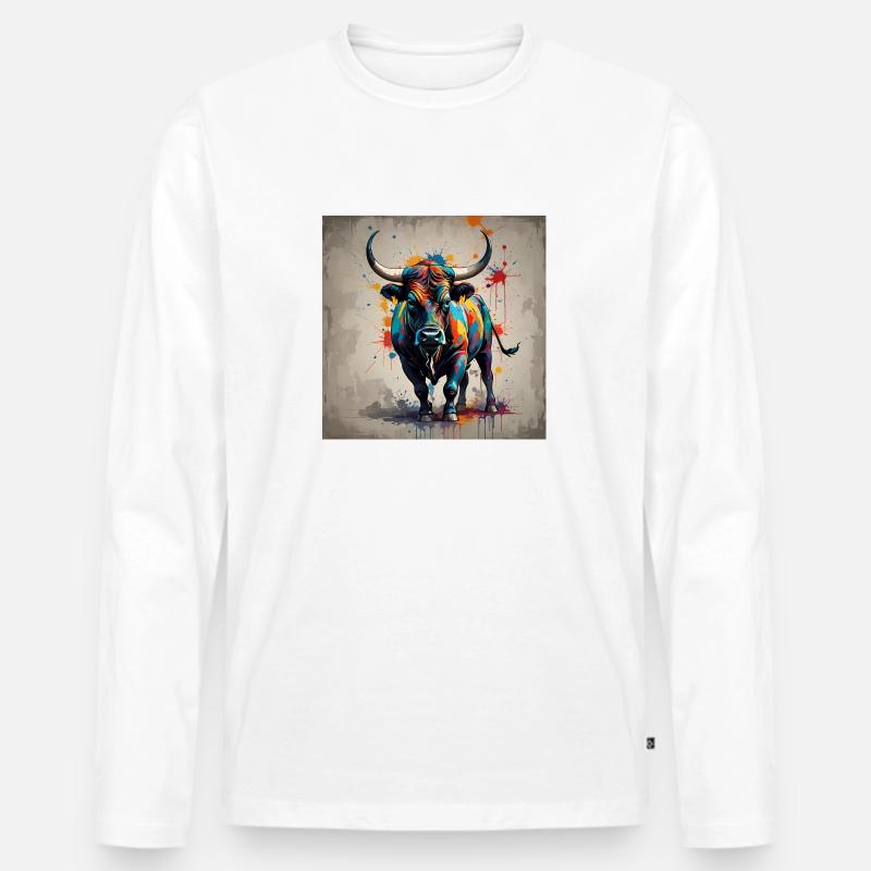 Bulle farbig - Männer Premium Bio Langarmshirt - Weiß