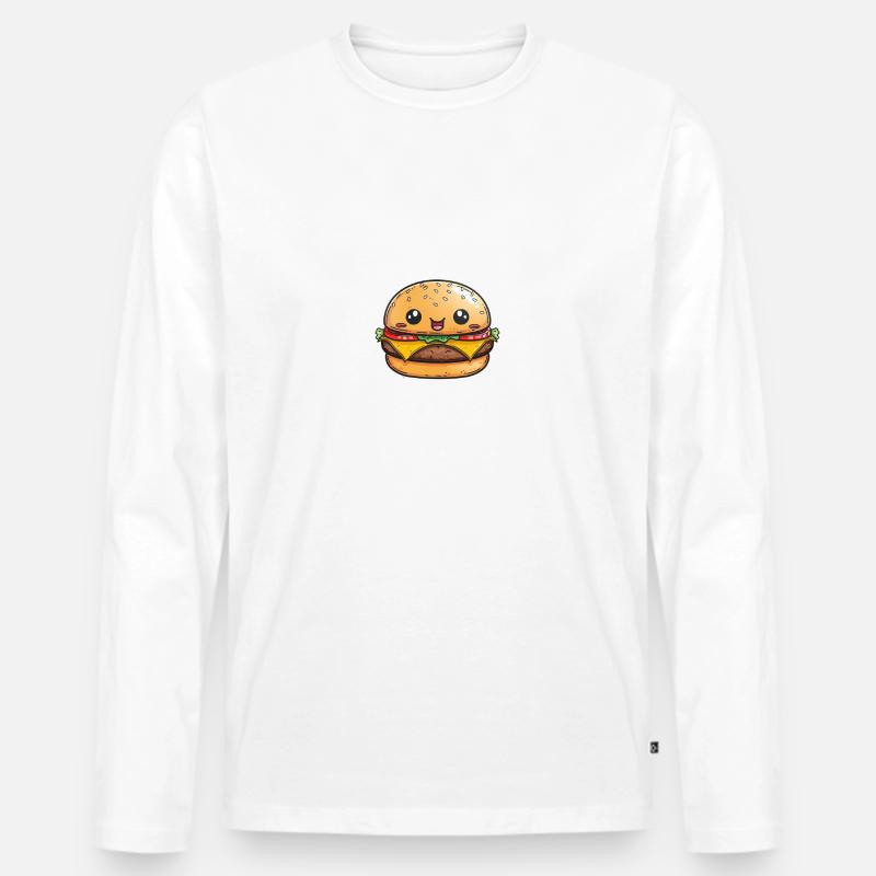 Burger mit Gesicht - Männer Premium Bio Langarmshirt - Weiß