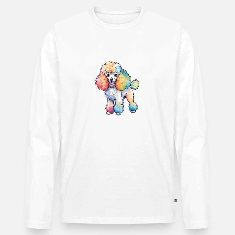 Pudel Wasserfarben - Männer Premium Bio Langarmshirt - Weiß