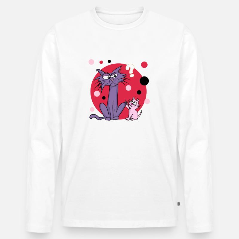 Was willst du Zwergen-Katze? - Männer Premium Bio Langarmshirt - Weiß