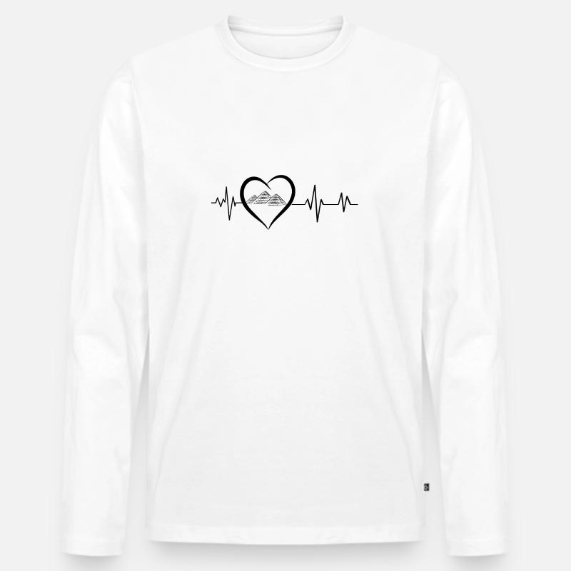 Herzschlag-Pyramiden - Männer Premium Bio Langarmshirt - Weiß
