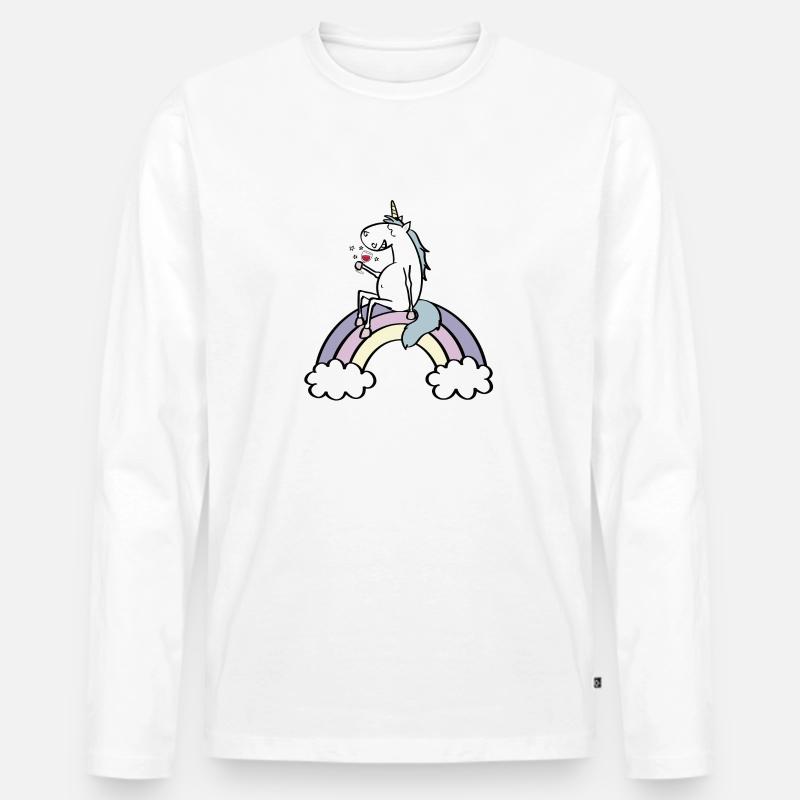 Weinhorn - Männer Premium Bio Langarmshirt - Weiß