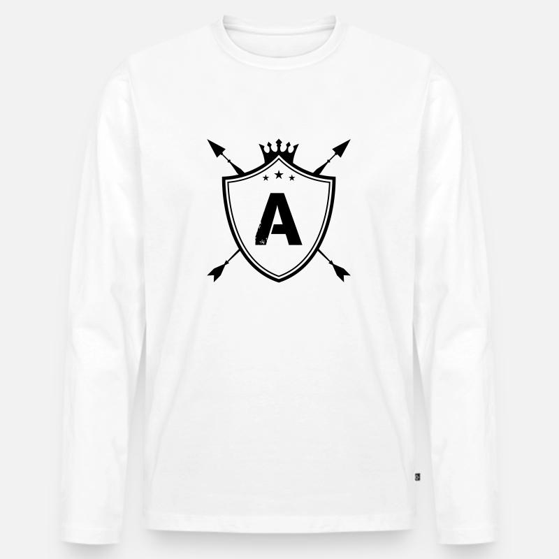 wappen a - Männer Premium Bio Langarmshirt - Weiß