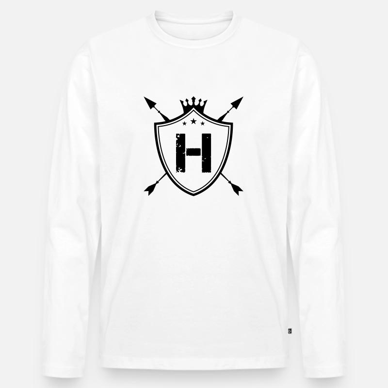 wappen h - Männer Premium Bio Langarmshirt - Weiß