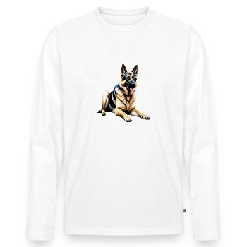 German Shepherd - Men's Premium Organic Long Sleeve Shirt - white - Front - Nico (187cm)