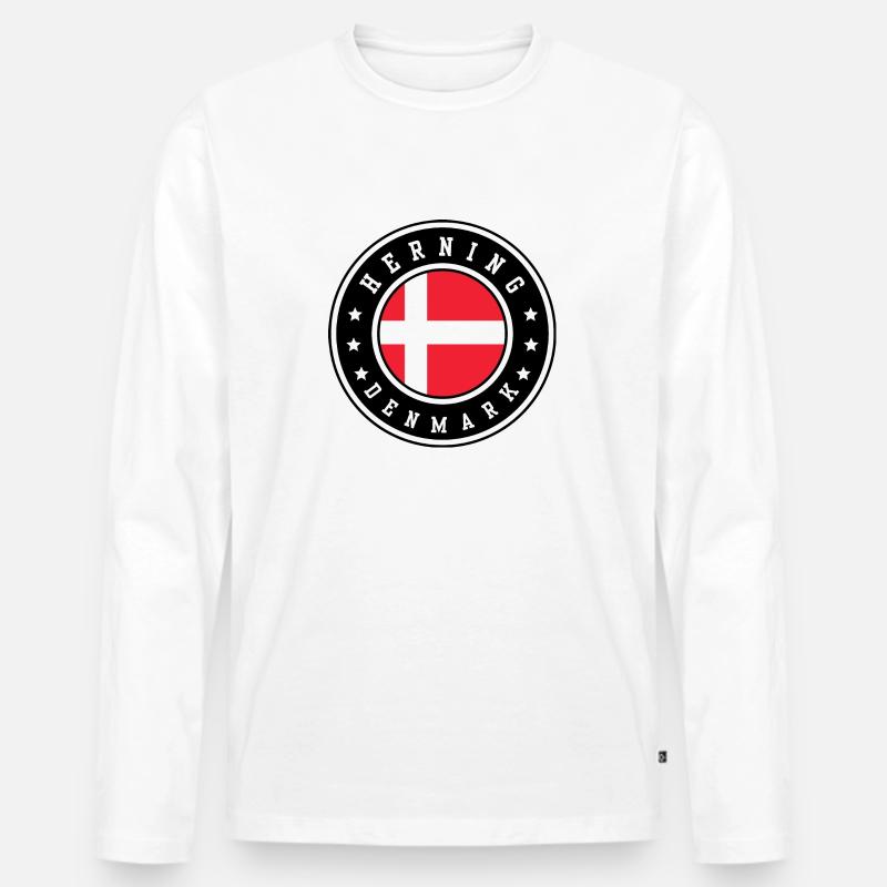 Herning, Dänemark - Männer Premium Bio Langarmshirt - Weiß