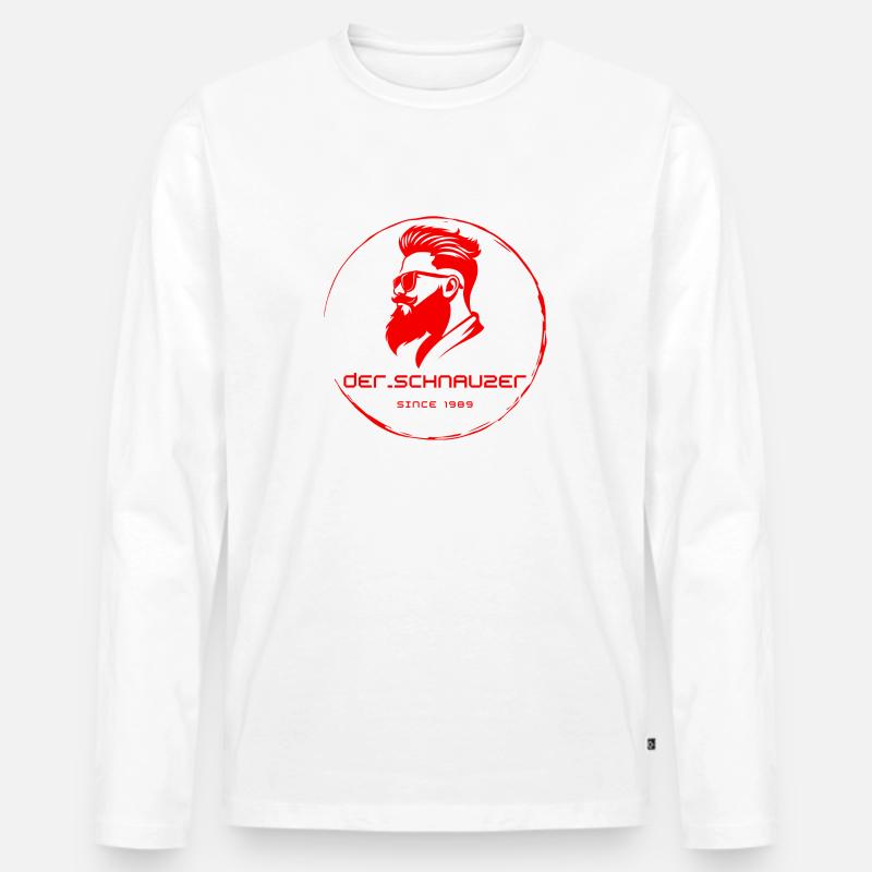 der_schnauzer rot - Männer Premium Bio Langarmshirt - Weiß
