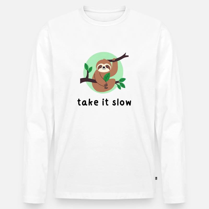 Gehen Sie es langsam an - Männer Premium Bio Langarmshirt - Weiß