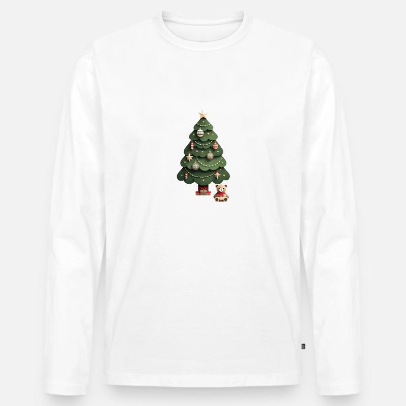 Tannenbaum mit Teddys - Männer Premium Bio Langarmshirt - Weiß
