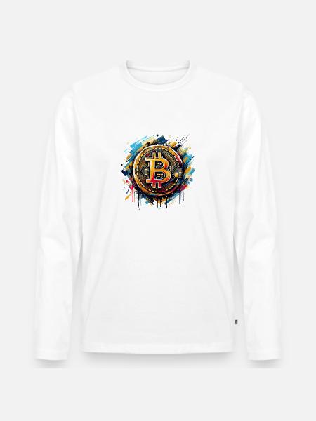Bitcoin - Krypto Währung - Crypto - Männer Premium Bio Langarmshirt - Weiß