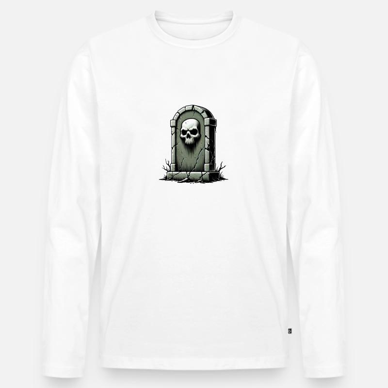 Grabstein - Männer Premium Bio Langarmshirt - Weiß