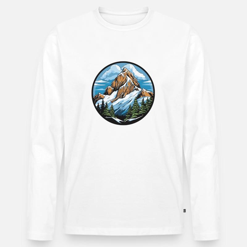 Berge Mountains Landschaft - Männer Premium Bio Langarmshirt - Weiß