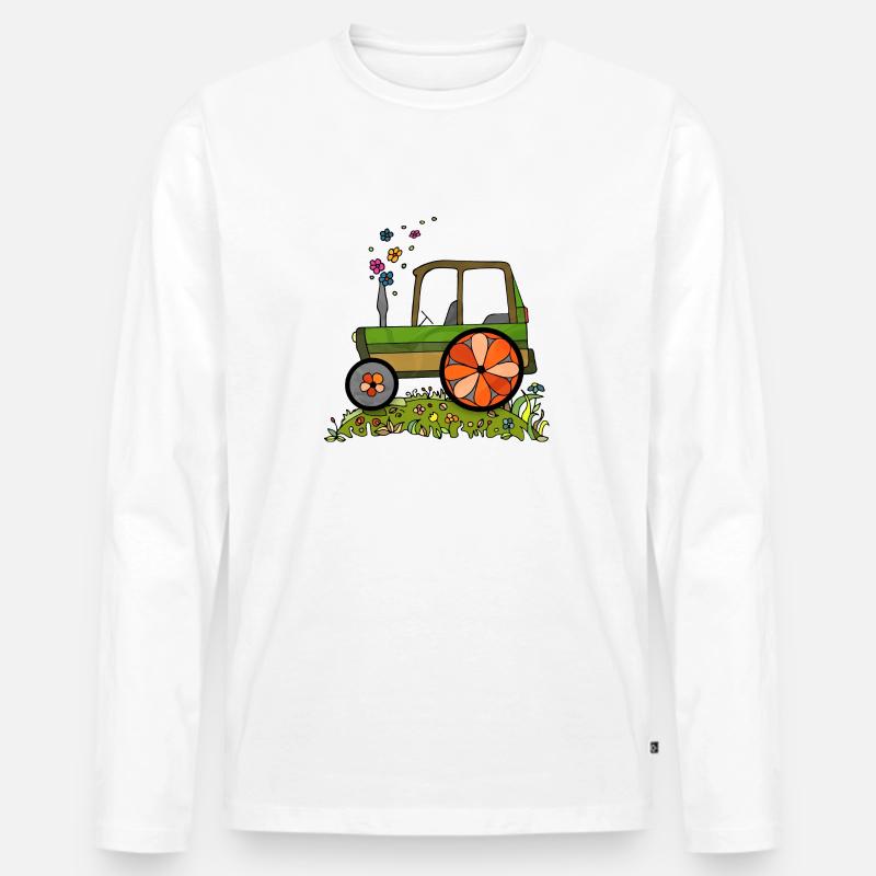 Traktor - Männer Premium Bio Langarmshirt - Weiß