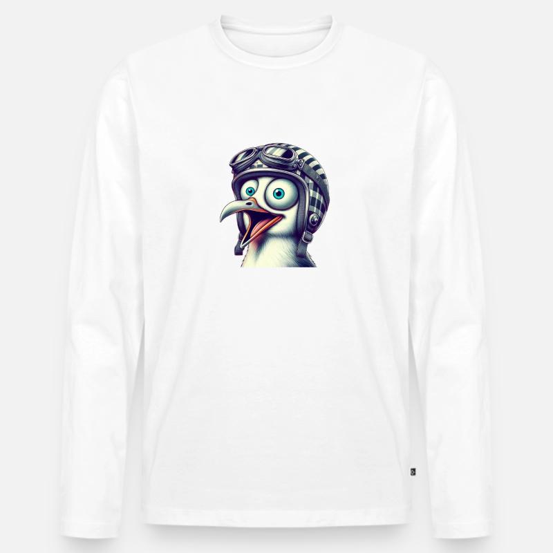 Cracy Möwe - Männer Premium Bio Langarmshirt - Weiß