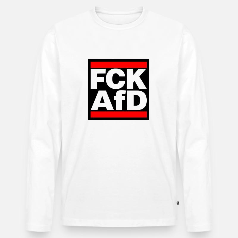 FCK AfD! red - Männer Premium Bio Langarmshirt - Weiß
