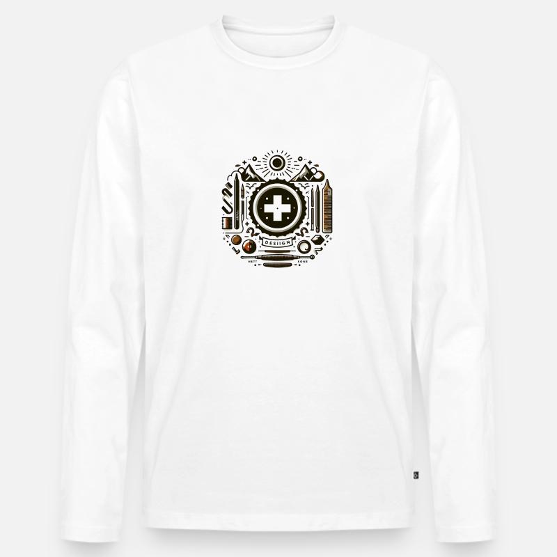 Elemente Frei mit Schweizerkreuz - Männer Premium Bio Langarmshirt - Weiß