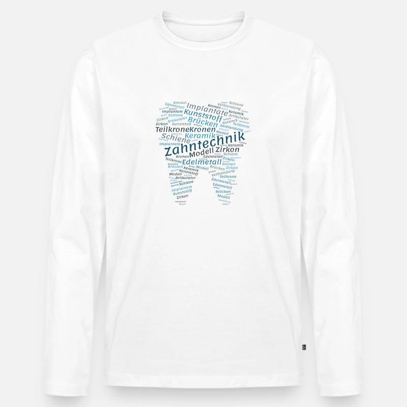 Zahntechnik Wordcloud blau - Männer Premium Bio Langarmshirt - Weiß