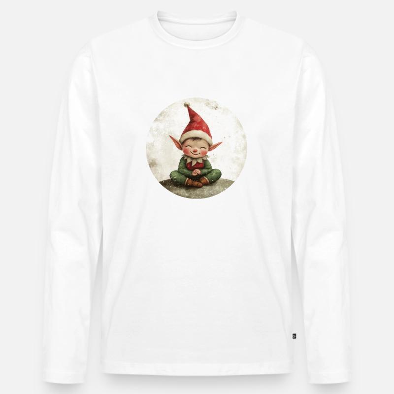 Weihnachtself - Männer Premium Bio Langarmshirt - Weiß